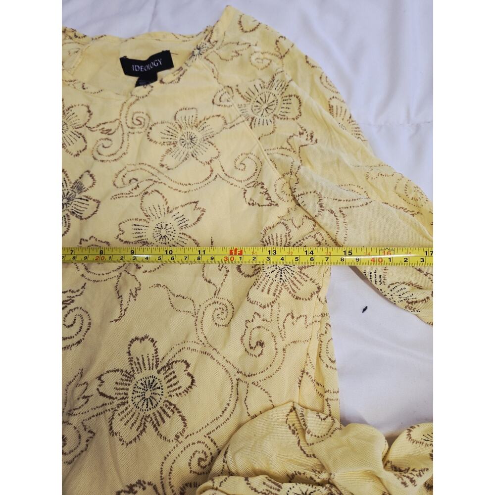 Vtg Boho Ideology Top Long Sleeve Yellow Green L Indie Retro Grunge Beachy Casua - Picture 7 of 10